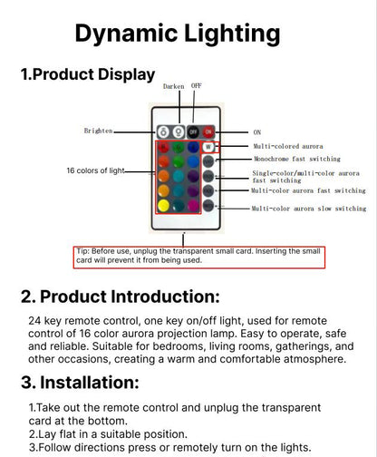2 Scene -Aurora & 3D Water Ripple Projector Light-16-Color Round Lamp with Control