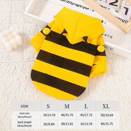 Thickened Bee Costume Outfit with Pull-On Hoodie for Small Dogs & Cats
