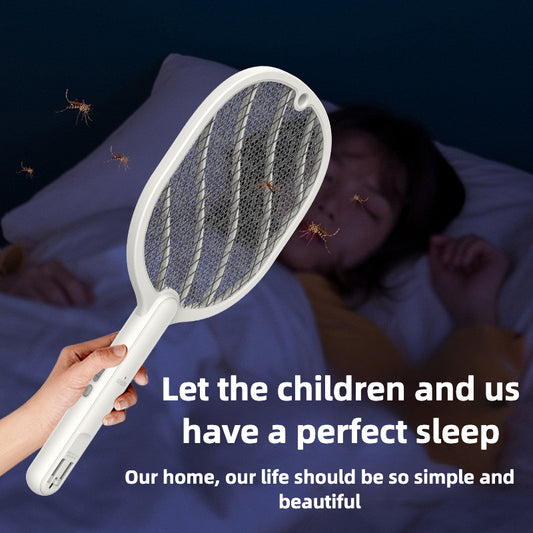 Folding Electric Mosquito Swatter Home Outdoor USB Charging 2 in 1