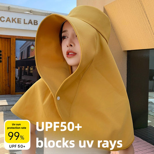 Shawl Sun Hat with Ponytail Hole