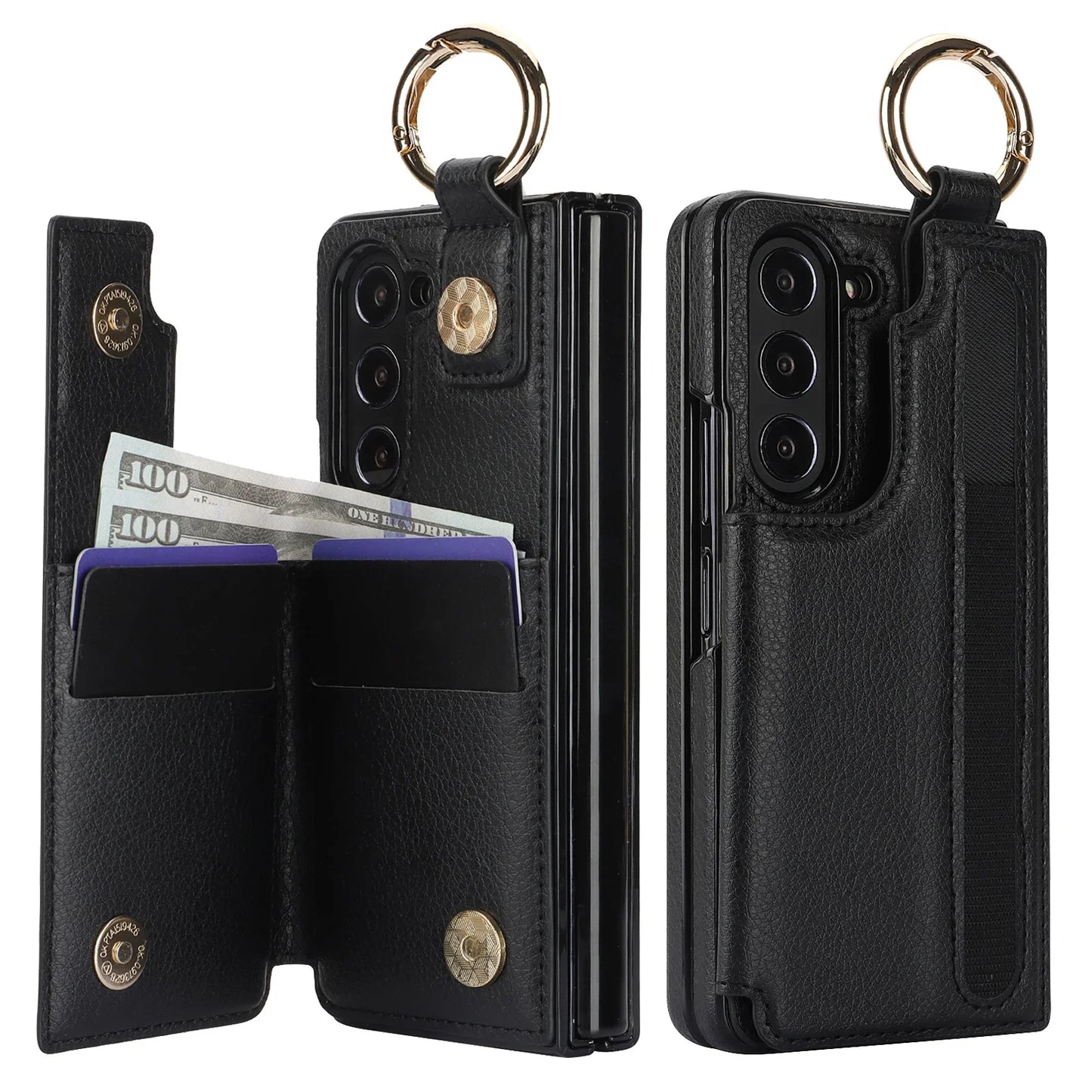 For Samsung Z Fold3/4/5/6 Wallet Ring Pen Slot Phone Case